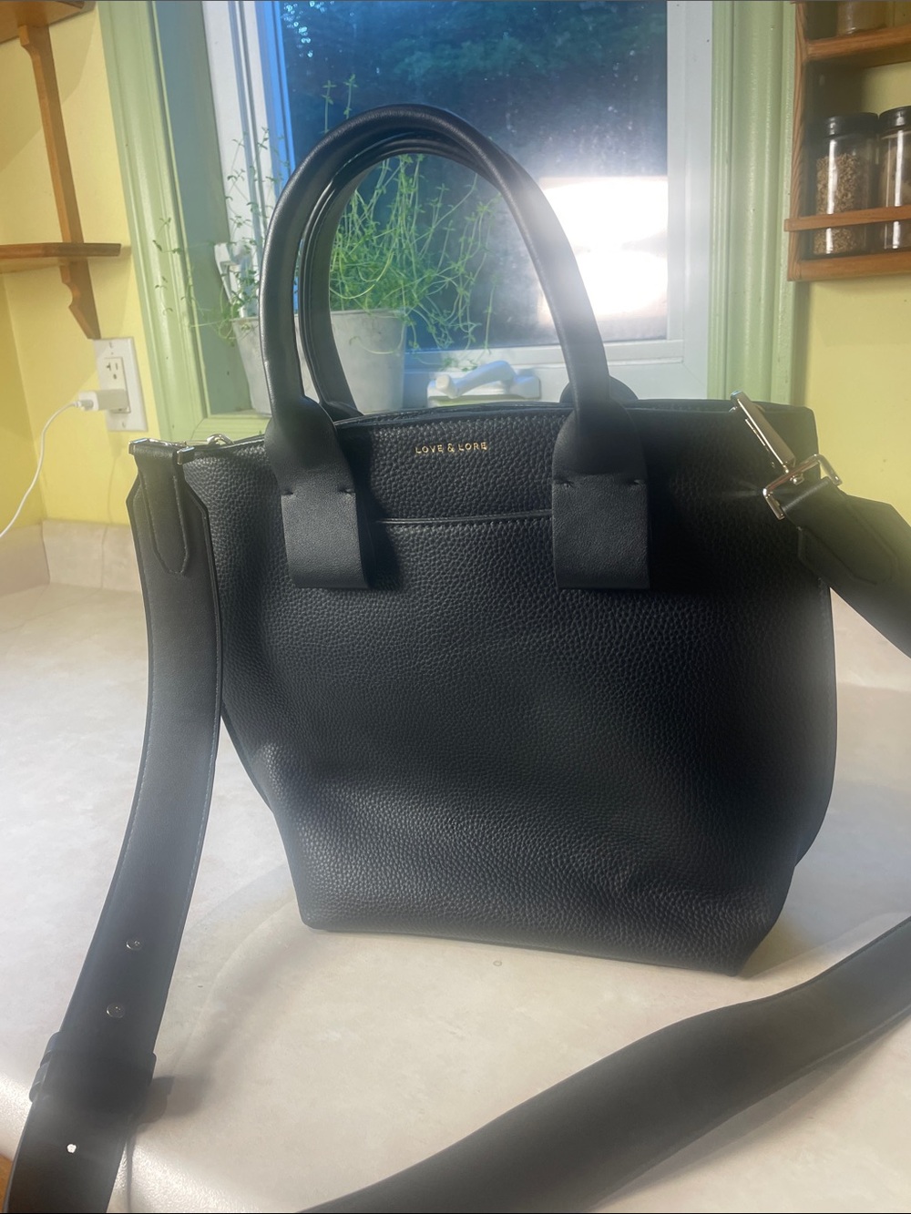 Love and Lore Black Crossbody Bag Purse With Removable Straps